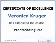 Veronica Kruger has completed the course Proofreading Pro